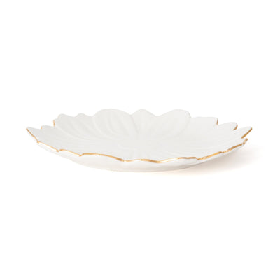 FLOWER MOTIF PLATE MEDIUM WHITE