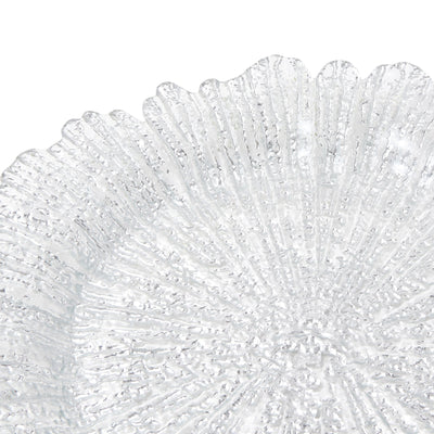 FLOWER GLASS PLATE LARGE SILVER