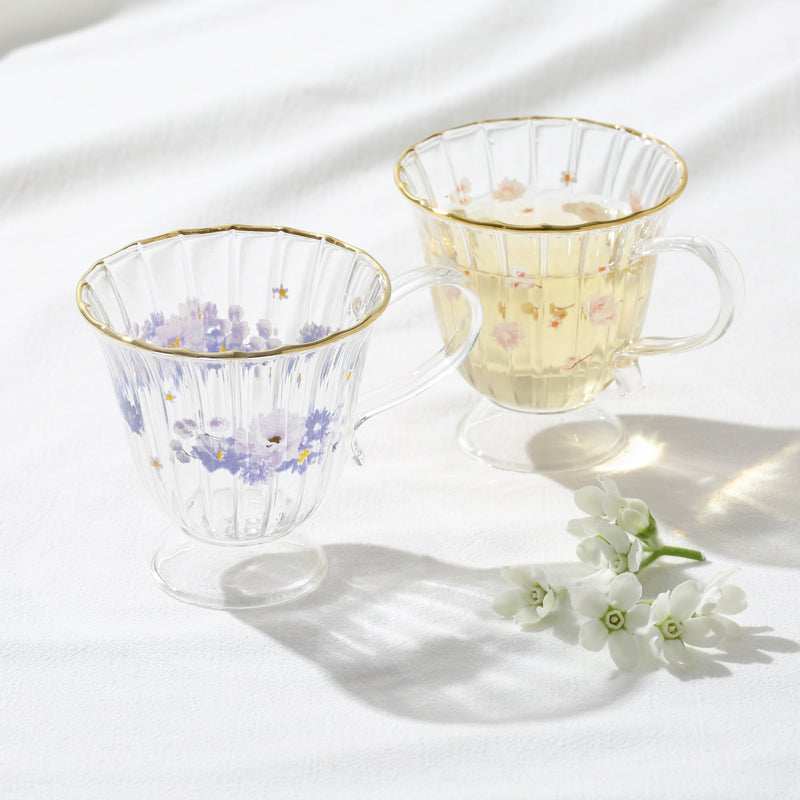 FLOWER FRILL GLASS MUG PURPLE