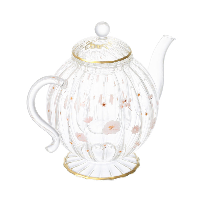 FLOWER FRILL GLASS TEAPOT WHITE