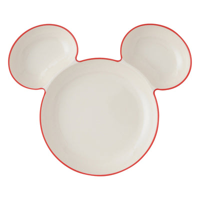 DISNEY MICKEY MELAMINE PLATE RIM IVORY X RED