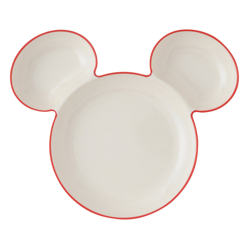 DISNEY MICKEY MELAMINE PLATE RIM IVORY X RED