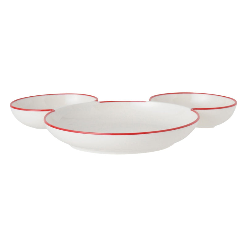 DISNEY MICKEY MELAMINE PLATE RIM IVORY X RED