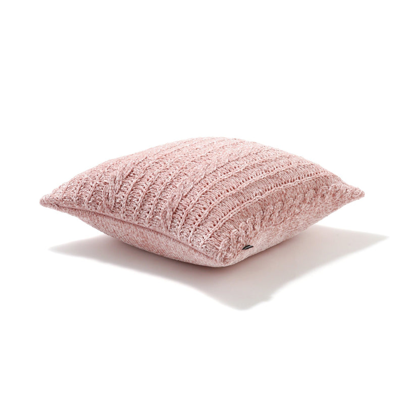 KNIT CABLE CUSHION COVER 450 X 450 PINK