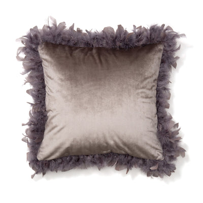 VELVET FEATHER CUSHION COVER 450 X 450 GRAY