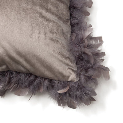 VELVET FEATHER CUSHION COVER 450 X 450 GRAY