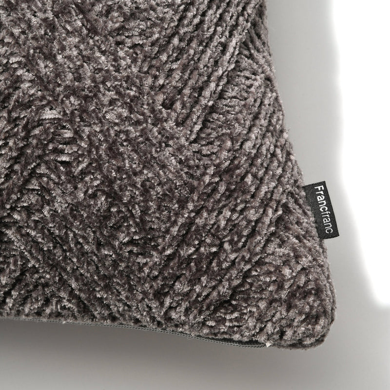 KNIT CHENILLE CUSHION COVER 450 x 450 DARK GRAY