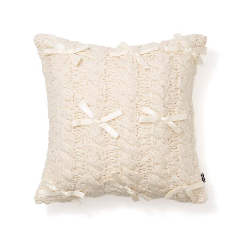 KNIT RIBBON CUSHION COVER 450 x 450 IVORY