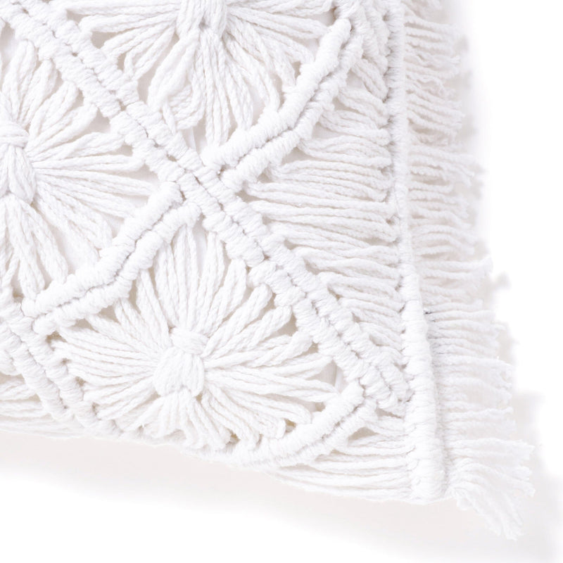 Macrame Cushion Cover 450 X 450 White