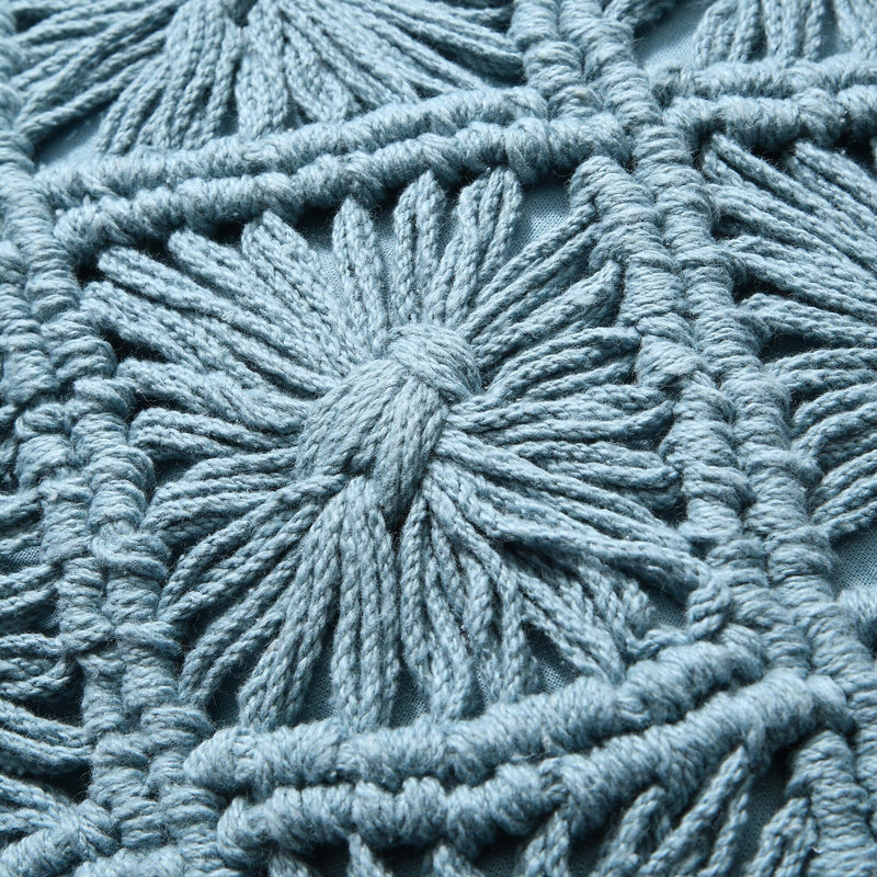 Macrame Cushion Cover 450 X 450 Blue