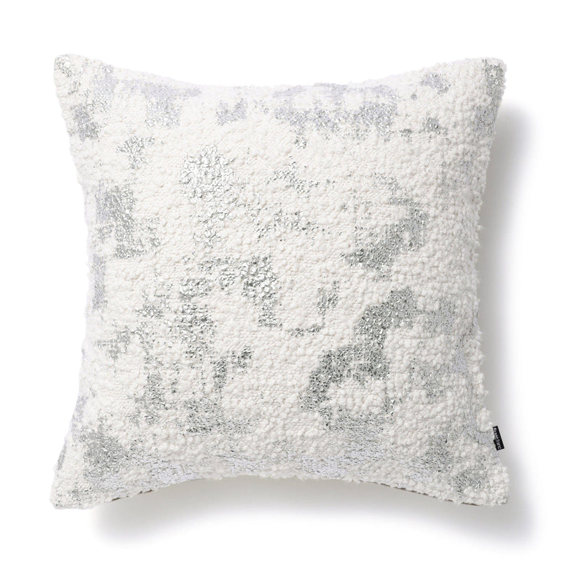 Slub Metallic Print Cushion Cover 450 X 450 White X Silver