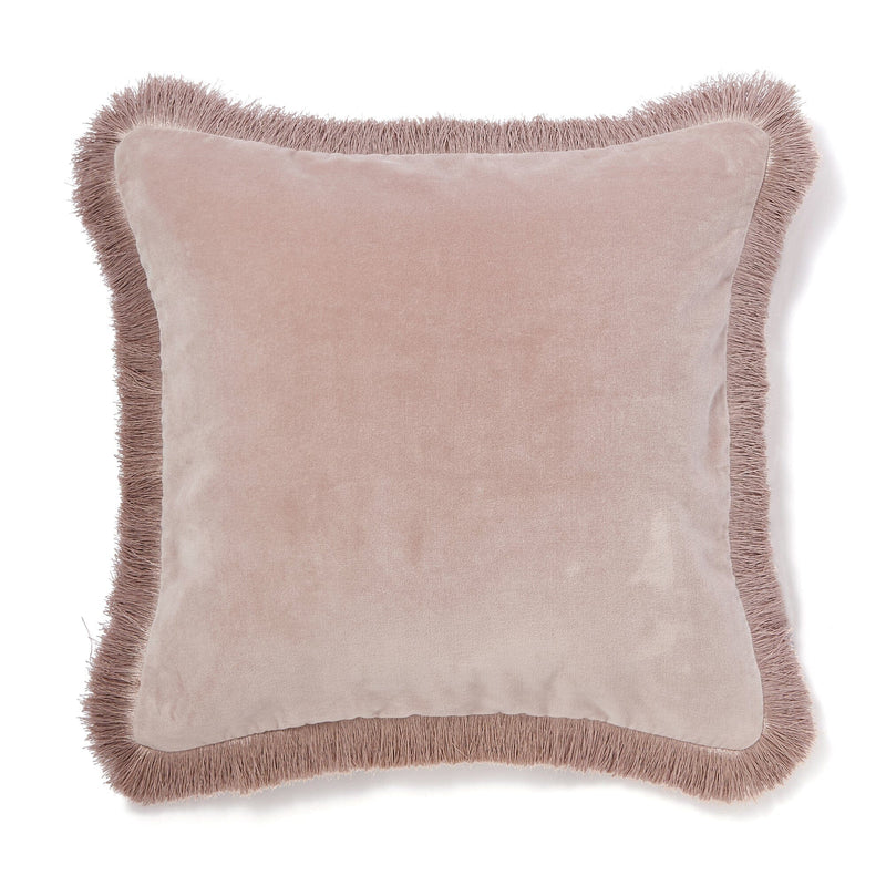 Velvet Fringe Cushion Cover 450 X 450 Pink