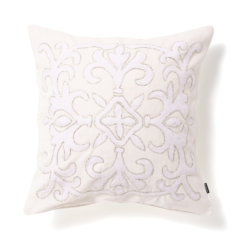 Emb Ornament A Cushion Cover 450 X 450 White