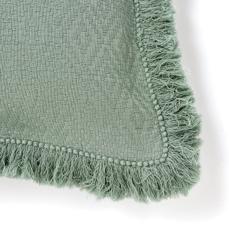 Diamond Fringe Cushion Cover 600 X 600 Green