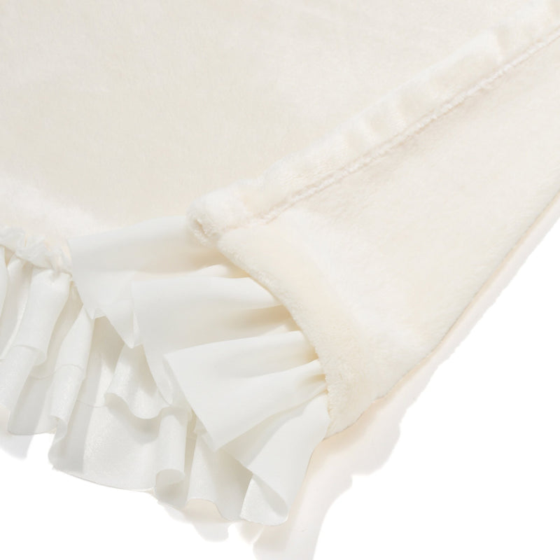 SATIN FRILL THROW SMALL 800 X 1500 IVORY