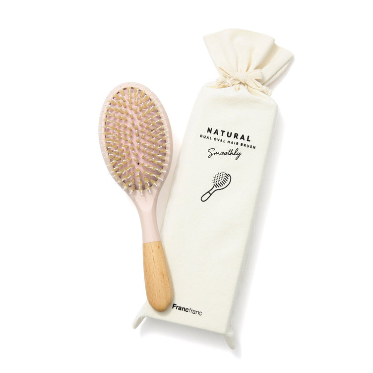 DUAL OVAL HAIR BRUSH NATURAL