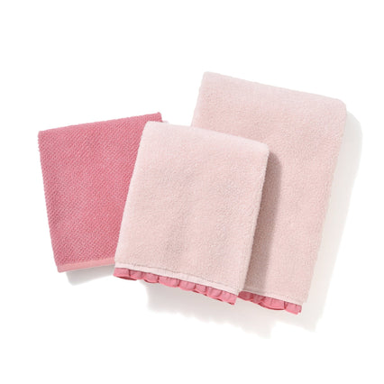 FUWASARA Bath and Face Towel Set Pink