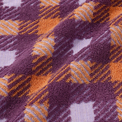 Antibacterial Deodorant Bath Towel Plaid Fringe Orange X Purple