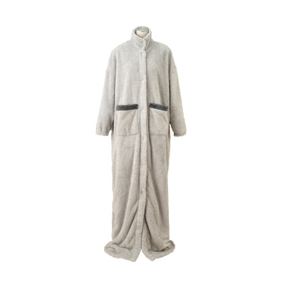 WARM FLEECE LONG BLANKET ROBE GRAY