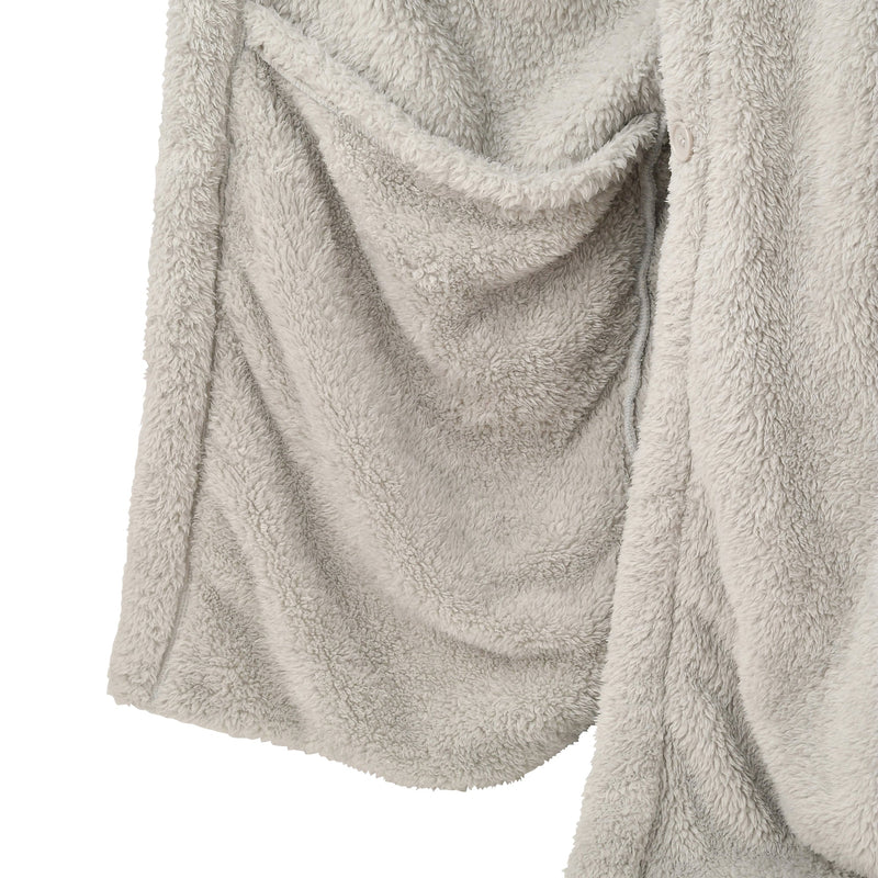 WARM FLEECE LONG BLANKET ROBE GRAY