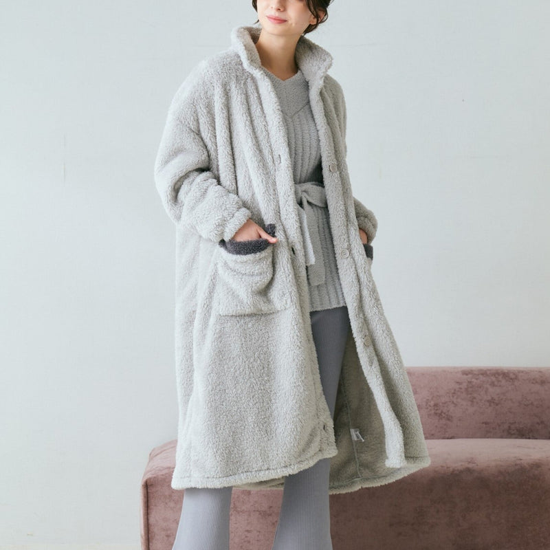 WARM FLEECE BLANKET ROBE GRAY