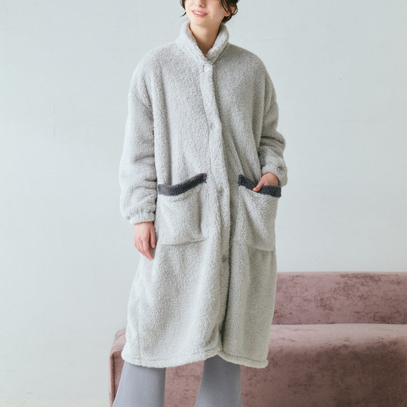 WARM FLEECE BLANKET ROBE GRAY