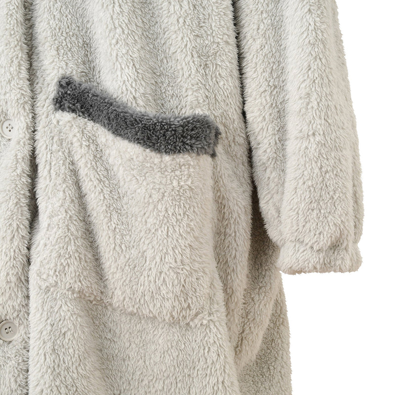 WARM FLEECE BLANKET ROBE GRAY