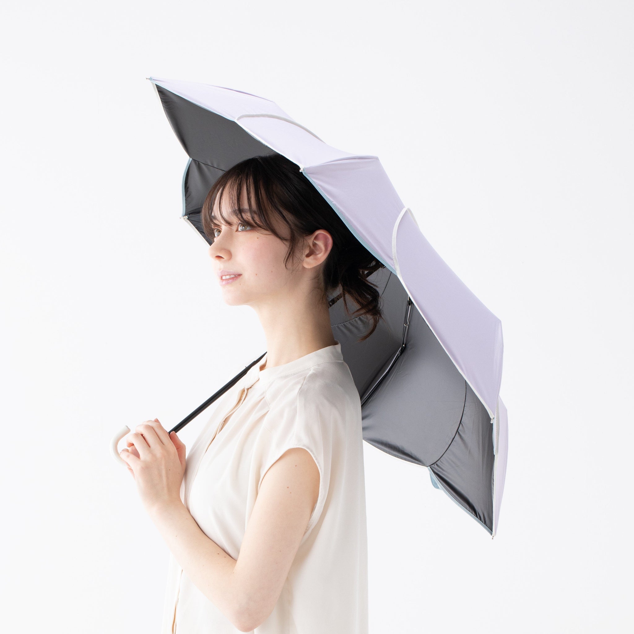 BICOLOR 雙色折疊晴雨傘 47cm 紫色