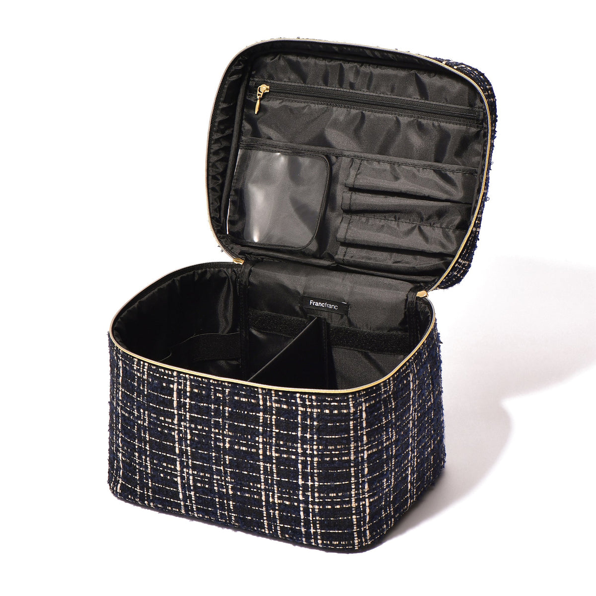 TWEED VANITY POUCH LARGE BLACK