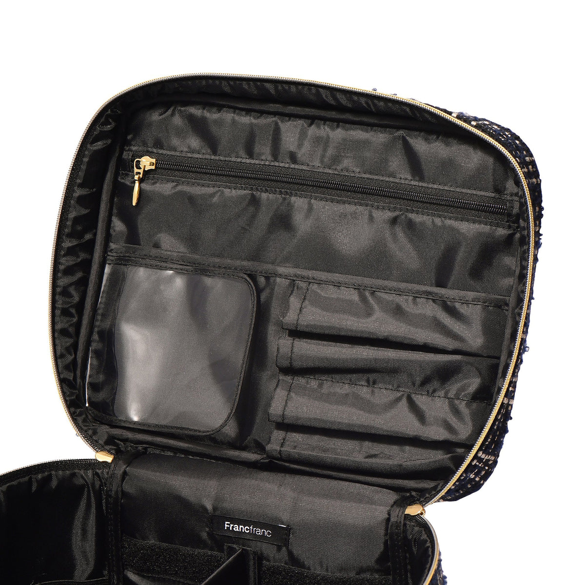 TWEED VANITY POUCH LARGE BLACK