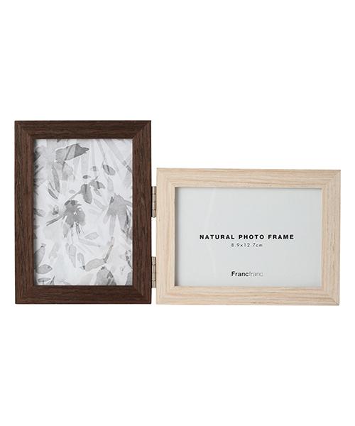 NATURAL Photo Frame 2 Windows Brown x Natural