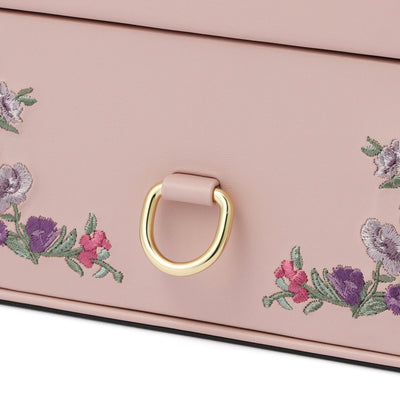 Embroidery Flower  Jewelry Box Pink