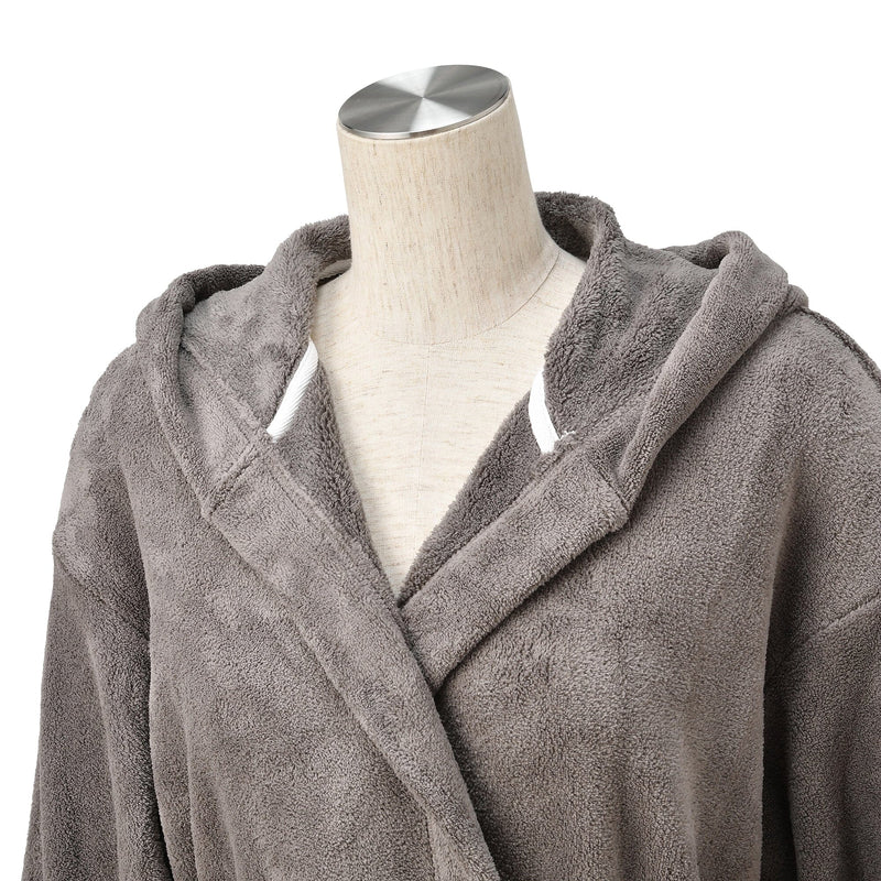 Quick Dry Bath Robe Gray X Brown